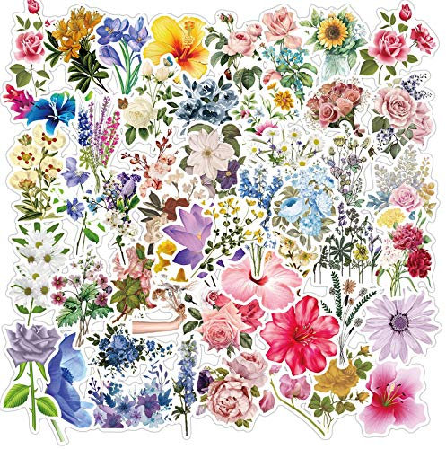 50 Impermeable pvc stickers pegatinas Para vasos de agua, maletas, computadoras, patinetes, etc. flor