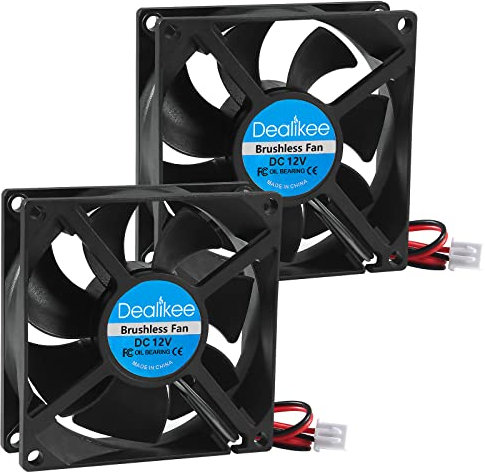 Dealikee 2Pcs 8025 12V DC Brushless Cooling Fan 80mm x 25mm Sleeve Bearing 2Pin Cooling Fan DIY Cooling Ventilation Exhaust.