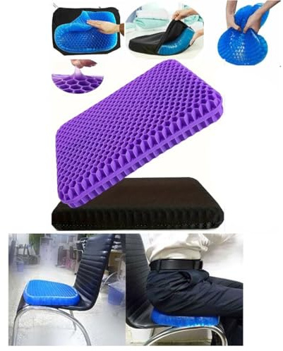 2 x GEL sittdyna med överdrag – ägg-sittdyna, svanskotan och ländryggsstöd, lastbilschaufför, rullstol, kontorsstol, HONEYCOMB sittkudde, ortopedisk sittdyna stöddyna (2 kuddar)