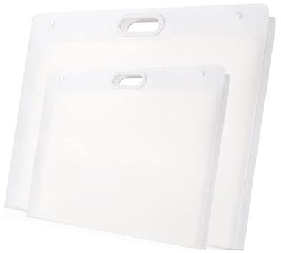 Sohynca 2 x Kunststoff-Portfolio-Taschen 44 x 33,6 cm und 33 x 27,9 cm Kunst-Aufbewahrungskoffer für Diamantmalerei, Zeichnungsbehälter, Kunstwerke, Andenken, Aufbewahrungsbox (weiß)