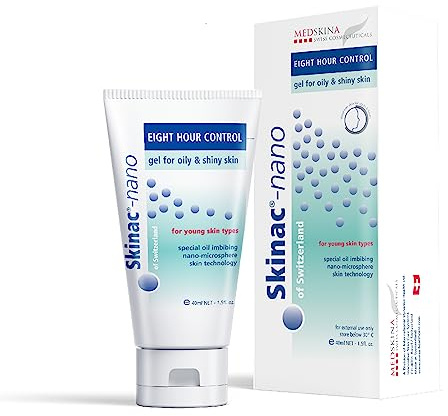 Medskina Skinac®-nano Creme Matt - Anti Pickel & Akne Oil Control Gel - Sofortige 8-Stunden-Schutz Glanzkontrolle - Gesichtscreme Matt für Männer & Frauen gegen Fettige, Unreine Haut & Mitesser 40ml