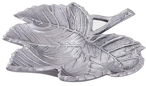 casamia Schale Dekoschale Blatt Ginkgo Apfel Stern Aluminium Gold o. Silber Farbe Blattschale Silber