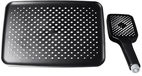 HERCHR Pommeau De Douche Double Carré Combiné, Pomme De Douche à Main, Pomme De Douche à Haute Pression, Pomme De Douche à Effet De Pluie pour Salle De Bain, Noir