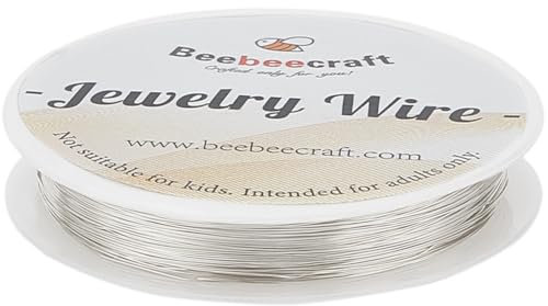 Beebeecraft 164 Fuß/50M Runder Kupferdraht Langlebige Silberbeschichtung 28 Gauge Schmuckdraht Anlaufbeständiger Runder Perlendraht Für Schmuckherstellungszubehör Und Bastelarbeiten