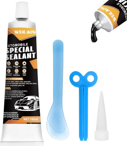 WEILAOK Karosseriekleber Schwarz, Karosseriedichtmasse, Scheibenkleber Auto, Schnelle Aushärtung, Hohe Temperaturbeständigkeit, Geeignet für Autotüren, Fenster und Dächer, 100 ml