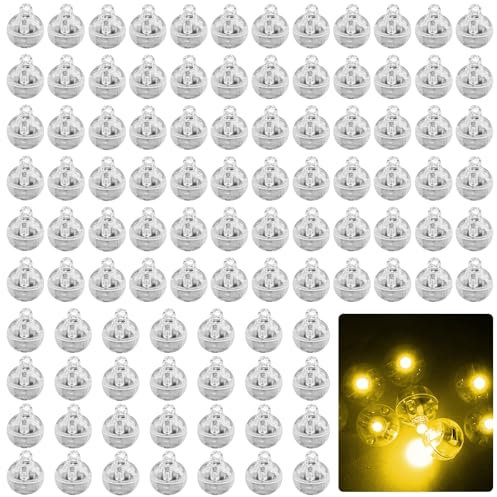 Gvolatee 100 pezzi Luci a LED per Palloncini, Luce Lampade, Rotondo Lampada a Palloncino, Mini Led Lanterne di Carta, per Festa di Compleanno, Matrimonio, Halloween, Decorazione Natalizia,Bianco caldo