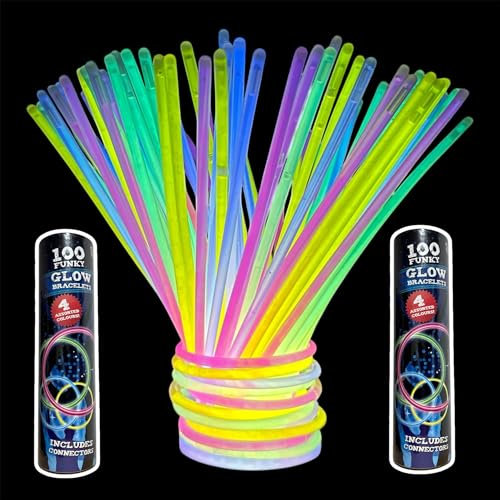 Barre luminose, 200 braccialetti fluorescenti e 200 connettori, Neon Kit per creare collane, bracciali per bambini adulti, matrimoni, compleanni, decorazioni per feste in spiaggia, festival, cotillon
