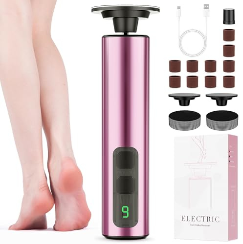 Haroopet Strumento elettrico per la rimozione dei calli 2 in 1, ricaricabile, per piedi, 9 velocità, per pelle morta, pedicure, raschietto per talloni screpolati, con dischi di carta vetrata
