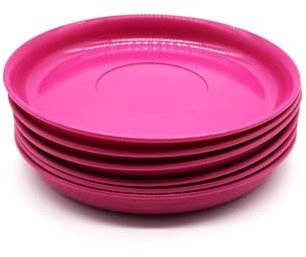 Kimmel 6 Stück Teller 14 cm Speiseteller Plastikgeschirr Partygeschirr Kindergeschirr, Farbe fuchsia, Mehrweg
