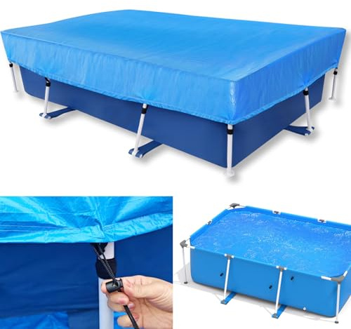 Cubierta de piscina rectangular 260 x 160 cm, cubierta de piscina de natación, cubierta solar de lona para piscina, cubierta de piscina plegable, lona de piscina para piscinas elevadas
