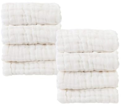 LUHIUMOYA 8 stycken baby-tvättlappar 30 x 30 cm, 100 % bomull – mjuka och absorberande, mångsidigt för nyfödda till småbarn (badlappar, haklappar, skötunderlägg, salivduk)