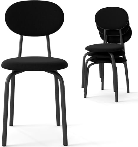 Murago Stackable Mid Century Modern Dining Chairs Set of 4,Black
