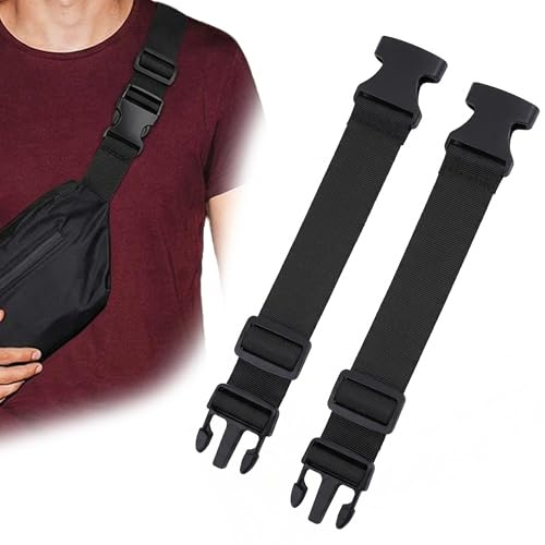 KIMHOME - Lot de 2 rallonges de Ceinture élastiques réglables en Nylon, Sangles d'extension pour Sacs Banane avec Boucle, pour Sacs de Taille, Sacs à Dos et Bagages (Noir)