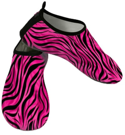 Mexpekil Strand-Wasserschuhe für Damen und Herren, rutschfeste Barfuß-Schwimmschuhe, schnell trocknend, Aqua-Socken, atmungsaktive Wassersocken für Pool, Surfen, Rosa Zebramuster, 41/42 EU