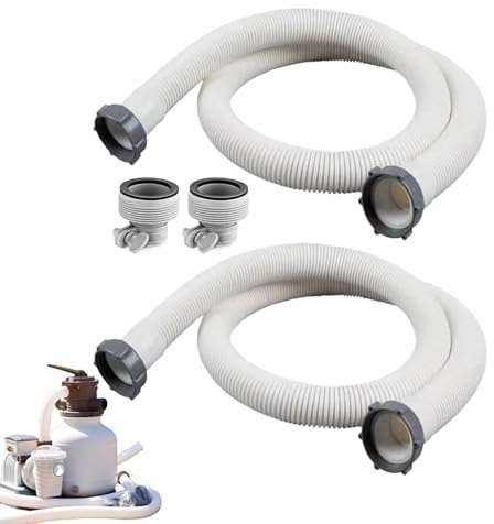 Tubo Filtro Piscina - Parti Di Ricambio Rinforzate Da 38 Mm,Tubo Pompa 2 Pezzi per Piscine Fuori Terra - Per Giardino E Cortile A Sabbia Con Acqua Salata Aspirazione Pulizia Fondo E Manutenzione