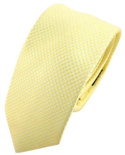 TigerTie - schmale Designer Seidenkrawatte in gelb blassgelb silber gepunktet