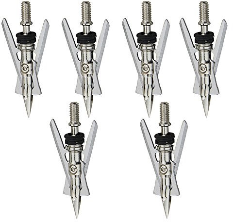 Mangobuy 6PCS 2-Blade Broadheads Bogenschießen 50mm Schneidendurchmesser 100 Korn Stahl scharfe Pfeilspitzen für Outdoor Jagd
