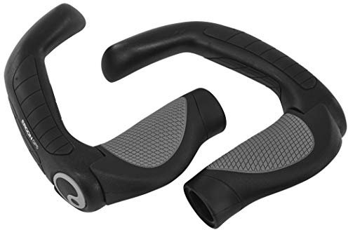 Ergon - GP5 Ergonomische Lock-on Fahrradgriffe mit extra-langem Bar-End | Gripshift kompatibel | Für Touring & Trekking Bikes | Large | Schwarz/Grau