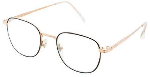 grinderPUNCH Kids Classic Retro Vintage Square Clear Lens Eyeglasses Metal Glasses Frame (Gold)