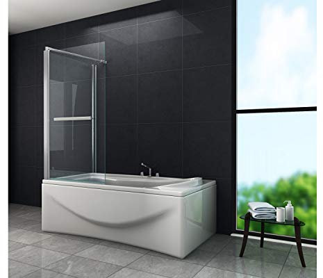 Eck-Duschtrennwand DUBLIN 75 Faltbar Badewannenabtrennung Badewanne Duschwand Dusche Glas