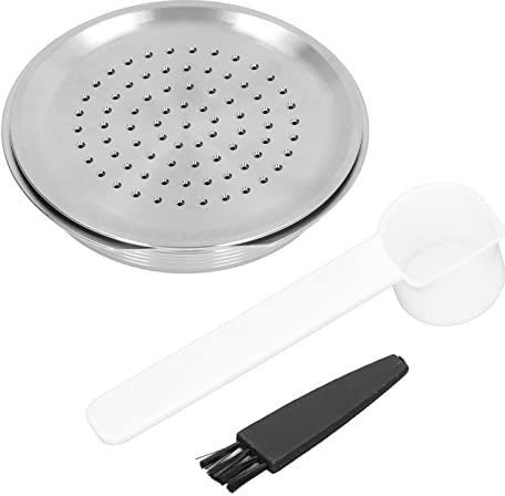 Refillable Coffee Pod, Stainless Steel Reusable Coffee Powder Capsule with Brush Spoon for Senseo HD7801 HD6592