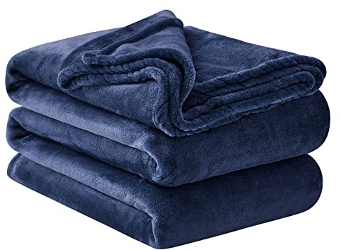 Aisbo Kuscheldecke Flauschig Decke Blau - Fleecedecke 220x240 cm XXL Große Warme Couchdecke, Kuschlige Wohndecke Marine Blau Weich als Sofaüberwurf Blanket Sofadecke Bett für Winter