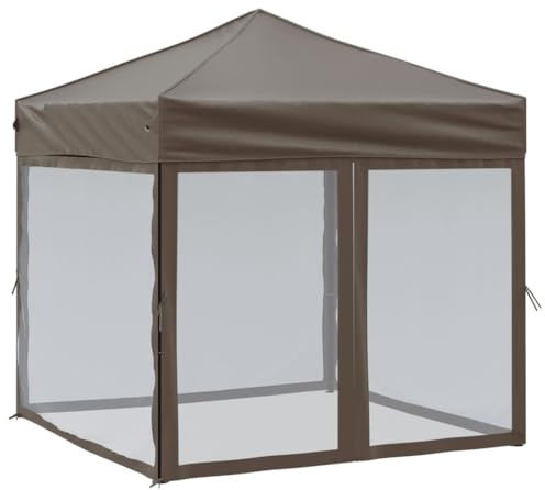 vidaXL Partyzelt Faltbar mit Seitenwänden Gartenzelt Festzelt Pavillon Zelt Gartenpavillon Gazebo Gartenlaube Bierzelt Faltzelt Camping Schwarz 2x2 m
