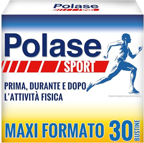 Polase Sport, Magnesio e Potassio Integratore Alimentare per l'Attività Fisica, con Vitamina C, Sali Minerali e Maltodestrine, Energetico Salino, Gusto Arancia, Maxi formato 30 Bustine