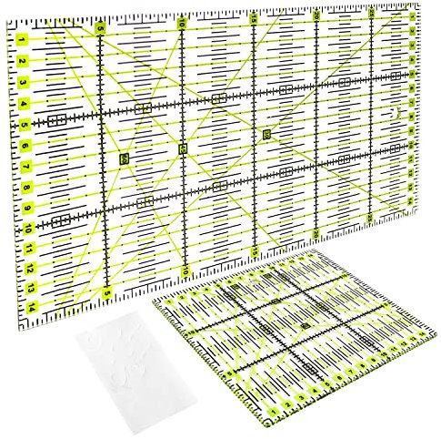 Patchwork Lineal Quilten Lineal Universal Lineal Nähen 15x15 cm Schneidelineal 30x15 cm Nählineal Set mit CM MM Raster und Winkelanzeige Quiltlineal Patchworklineal zum Nähen und Basteln