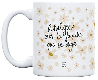 UO Taza de regalo con mensaje Amiga eres familia, regalo para amigas, 350 ml