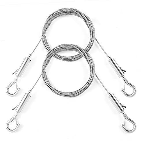 SIDENUO 2Pcs Adjustable Picture Hanging Wire Kit,Heavy Duty Stainless Steel Rope 2m x 1.5mm for Hanging Mirrors,Frame,Lamps,Billboards,Basket Flowerpot,Holds Up to 66lbs(30kg)