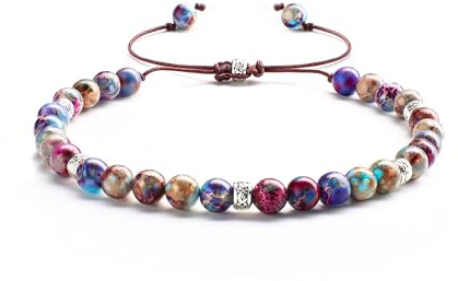 Dochais Bracciale Boho in pietra naturale, Bracciali bohémien, bracciale donna in perle, set di bracciali in pietre preziose, bracciale in perle di cristallo turchese, gioielleria (Stile 1)