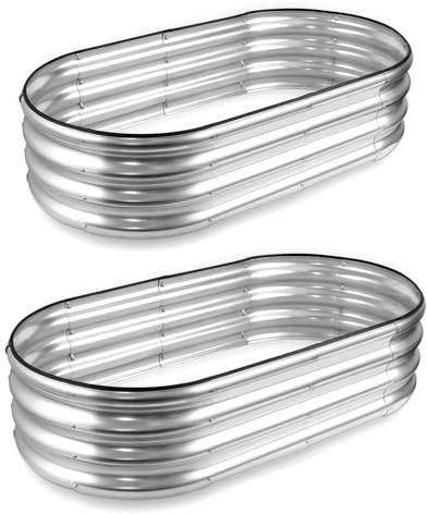 JERIA Raised Garden Bed,Galvanized Raised 2 Pcs 4×2×1ft Planter Boxes Outdoor with Easy Assembly, Large Garden Bed for Vegetables, Fruits, Flower