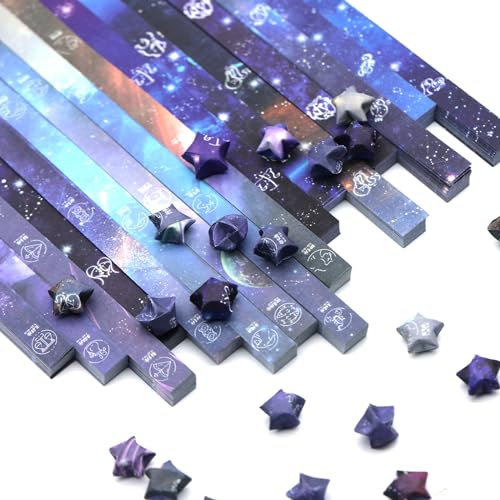 Nayyana 1080 Stück Stern-Papierstreifen, 16 Stile, Sternbilder, Bedruckte Origami-Stern-Papierstreifen, Glücksstern-Papierstreifen zum Stress-Erleben/Hands-on-Fähigkeiten/Dekorationen