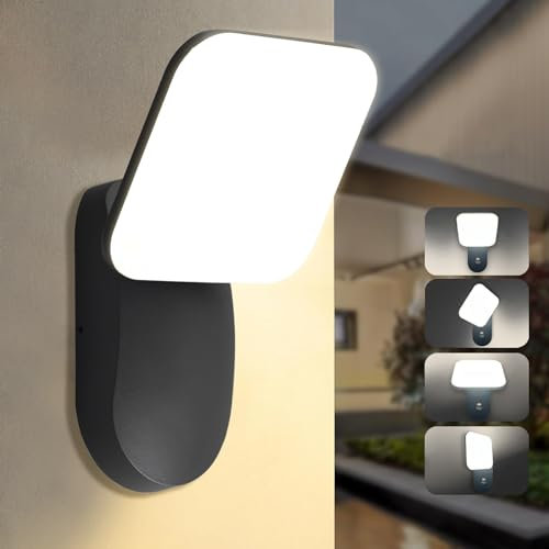 qfzwj 18W Applique Murale Exterieur,IP65 Aluminium Éclairage exterieur,Applique murale avec LED 1600LM Panneau Rotatif,3000K Blanc Chaud luminaire exterieur pour Entrée, Terrasse,Jardin,Patio