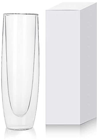 Lot de 2 Verres à Champagne de 150 Ml, Flûtes à Champagne sans Pied à Double Paroi, Verres à Mimosa, Verres à Vin Mousseux sans Pied, Flûtes à Champagne Isolées Murales pour Fête,(#1)