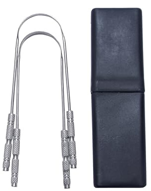 TONGUE SCRAPER for Adults, Twin Pack With Easy To Carry Case, Tongue Cleaner For Oral Care & Hygiene.