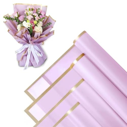 20 fogli di carta da regalo impermeabile, per confezioni regalo, fiori, arte e artigianato, bouquet, carta da regalo (viola chiaro)