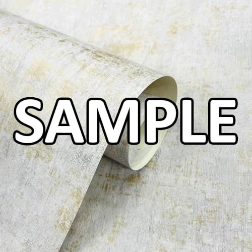 World of Wallpaper Industrial Themed Concrete Effect Textured Style Minimalist Design Wallpaper Sample for Bedrooms, Hallways, Living Rooms, Modern Interior Grey/Gold AF0026 Sample