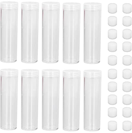 Tube de Monnaie Rond Transparent, Supports de Collection de Pièces de Monnaie, Tubes de Rangement de Pièces de Monnaie en Plastique Transparent avec Coussin éponge pour