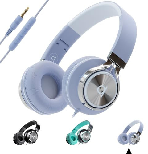 ARTIX CL750 Wired Headphones with Mic and Volume Control — 90% Noise Cancelling Plug In Headphones for Laptop, PC, iPad and Computer Wired, Over Ear Head Phone with Cable — (Foldable, Aux Jack 3.5mm)