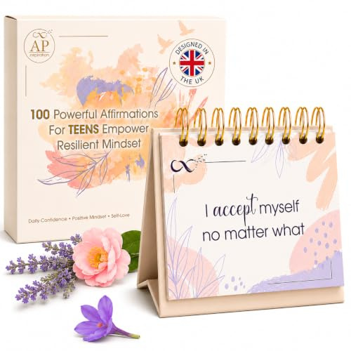 AP Inspiration Teen Affirmation Cards Desk Display – 100 Daily Positive Affirmations for Confidence, Self-Love & Growth Mindset | Undated Motivational Desk Display Gift for Teen Girls, Boys & Students