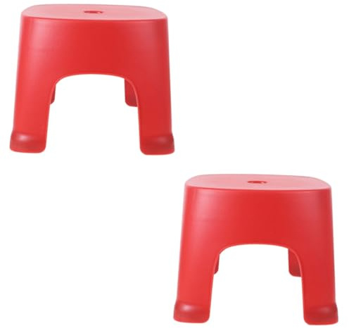 Amosfun 2 Pezzi sgabello basso Sgabello per allenamento WC da toilette piedi WC sgabelli a gradini pediluvio sedile vasino domestico poggiapiedi per pvc rosso