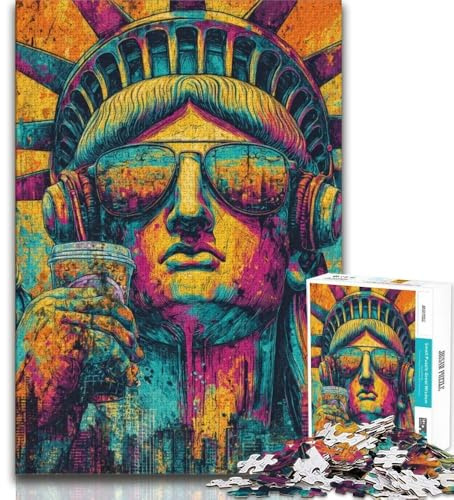 1000 Teile für Erwachsene Pop-Art-Freiheitsstatue 1000-teiliges Puzzle für Erwachsene und Jugendliche lebendiges und einzigartiges Design entspannendes und herausforderndes Puzzle-Erlebnis (26x38cm)