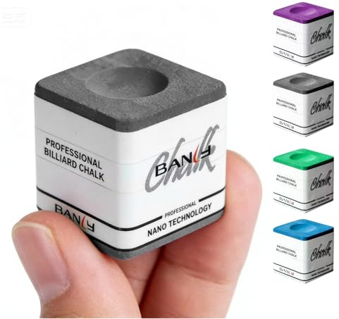 Banly Pool Cue Chalk, Nano Technology Billiard Chalk for Professional Tournament Standard, Low Dust, Super Dense, Suitable for Snooker/Pool/8-Ball, 1pc Grey