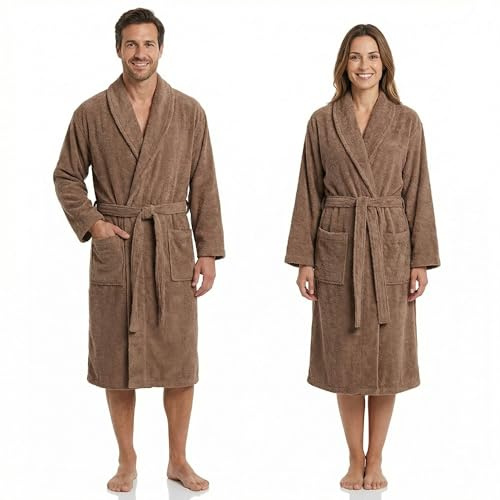 BOSKIMO Albornoz de Baño Unisex 100% Algodón OEKO-TEX – Bata para Hombre y Mujer – Rizo Americano 420 gsm – Suave y muy Absorbente