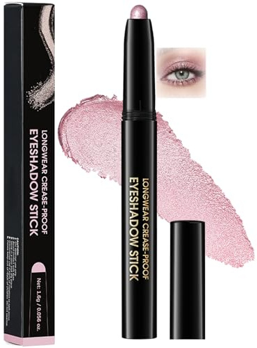 Glitter Pink Eyeshadow Stick – Creamy Shimmer Eye Pencil for Eyelid, Inner Corner & Under-Eye Brightening, Long Lasting Waterproof Twist-Up Crayon, Soft Blendable Texture for Mature Eyes