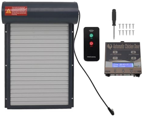 Gallinero automático con temporizador, sensor de luz programable, puerta de gallinero con mando a distancia, color gris