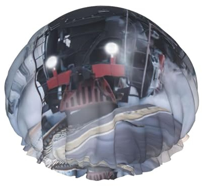 Bonnet de douche motif train à vapeur Depart Sunset Print pour femme, réutilisable, imperméable, double couche avec sangle élastique, taille unique