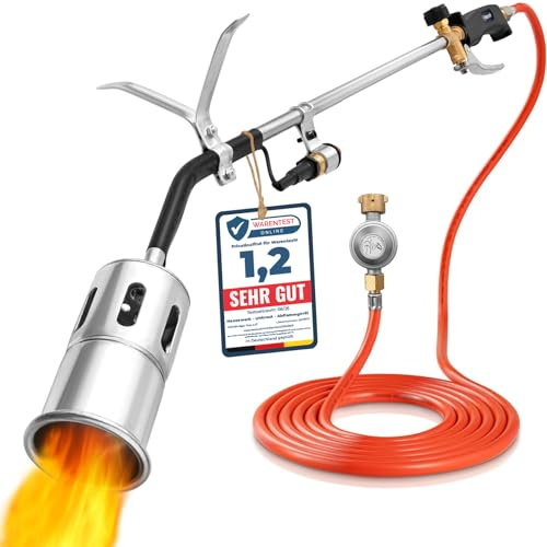 Hansewerk Dispositivo di combustione con accensione piezoelettrica con regolatore di pressione e tubo del gas da 5 metri